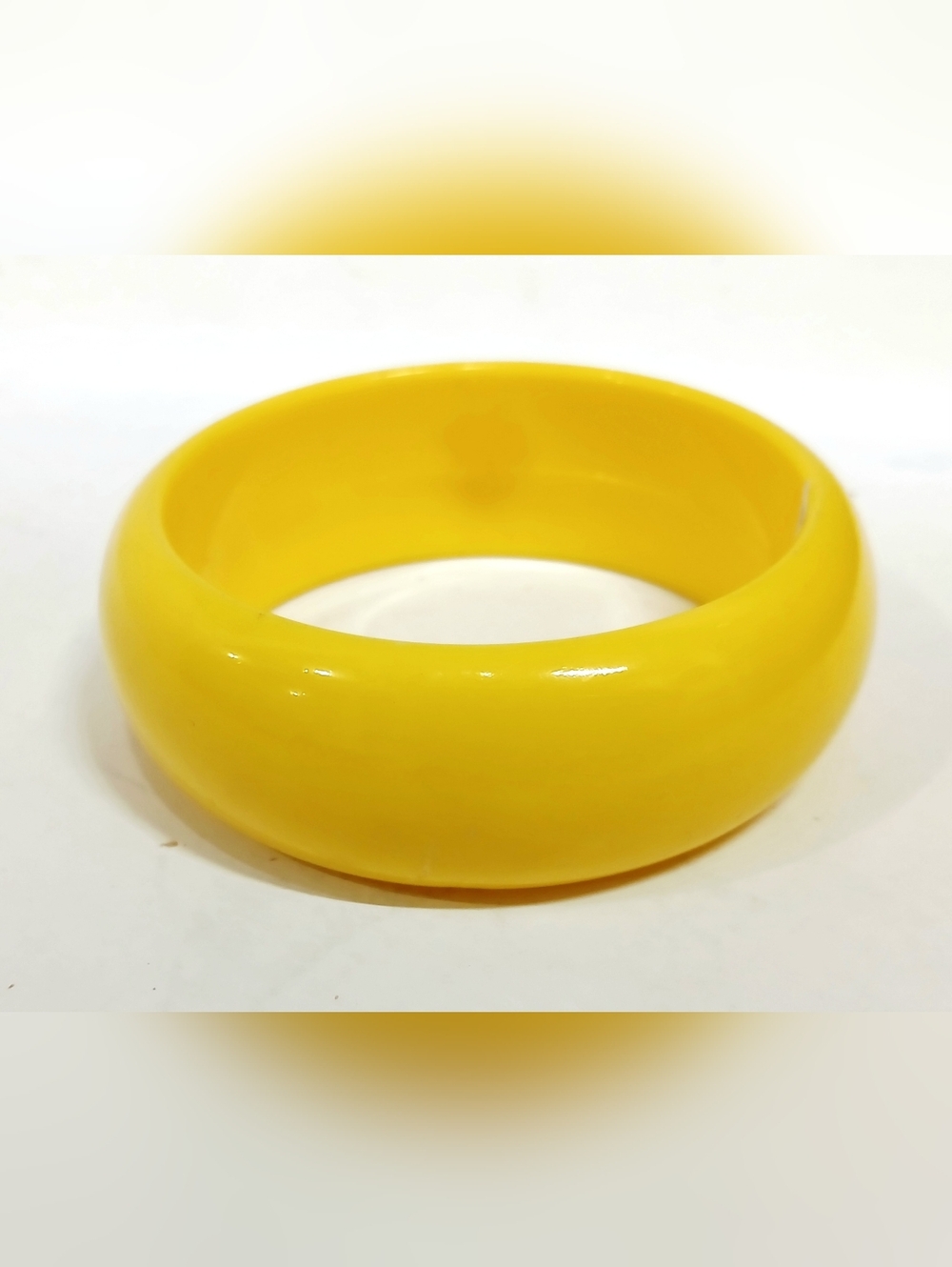 Vintage Bright Yellow Chunky Plastic Bangle Bracelet